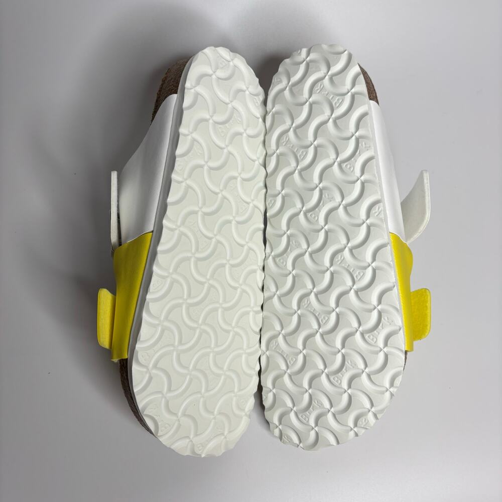 Birkenstock Arizona Split Two Strap Sandals in White/Lime Sour (Narrow) - Picture 8 of 9